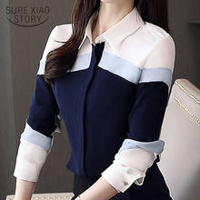 2019long shirt women women tops chiffon shirt Striped Casual Office Ladies Women Shirt Turn-down Collar feminine blouses 5302 50 2024 - buy cheap