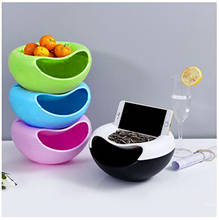 Lazy Snack Bowl Plastic Double-layer Snack Storage Box Bowl Fruit Bowl And Mobile Phone Bracket Chase Artifact Tool #T2P 2024 - buy cheap