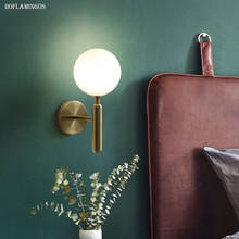 Lámpara de pared con bola de cobre para sala de estar, luz europea de lujo, creativa, minimalista, para pasillo, dormitorio, cabecera, dorada, nueva 2024 - compra barato