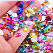 Diamantes de imitación de cristal AB para decoración de uñas, piedras acrílicas para diseño de manicura, mezcla de formas, DIY, sin Hotfix Flatback, 600 Uds. 2024 - compra barato