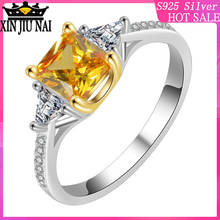 Denso amarelo diamante quadrado zircão senhoras distinto simulação anel de diamante delicado pouco feminino anel de mão ao vivo jóias 2024 - compre barato