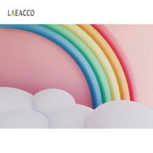 Laeacco-Fondo de fotografía personalizado para estudio fotográfico, accesorios para fotografía de fiesta, rosa, Nube Blanca, Arco Iris, decoración del hogar 2024 - compra barato