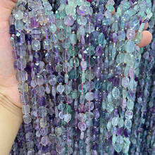 Natural Fluorite Beads 15'' Purple Green Faceted Oval Square Coin DIY Loose Beads For Jewelry Making Women Men Necklace Bracelet 2024 - buy cheap