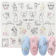 Водные Наклейки для ногтей DIY черный абстрактное изображение искусство для ногтей бумага Украшение Маникюр татуировки Креативный дизайн водяные знаки наклейки инструмент 2024 - купить недорого