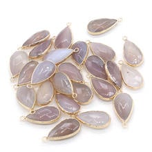 Natural Stone Grey Agates Pendant Section Water Drop Shape Exquisite charms for Jewelry Making DIY Necklace Accessories 15x30mm 2024 - buy cheap