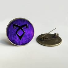 2020 New City of bones glass  brooch Angelic rune convex round glass brooch jewelry 2024 - buy cheap