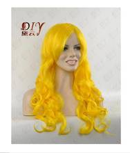 kk 003218 Yellow New Anime Women 24" Long Curly Wig Heat Resistant Cosplay Hair 2024 - buy cheap