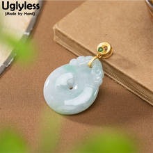 Uglyless Exotic Natural Jadeite Peace Buttons Necklaces NO Chains Luxury Gemstones Pendants for Women 925 Silver Retro Jewelry 2024 - buy cheap