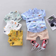 Diimuu verão conjuntos de roupas do bebê topos + calças crianças moda algodão manga curta camisa crianças da criança meninos outfits terno 2024 - compre barato
