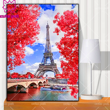 Diamond Painting DIY Diamond Embroidery Maple Leaf Tower Landscape Diamond Painting Cross Stitch Mosaic Decoration Gift 2024 - buy cheap