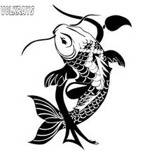 Volkrays Creative Car Sticker Koi Fish Traditional Japanese Accessories Reflective Waterproof Vinyl Decal Black/Silver,19cm*14cm 2024 - buy cheap