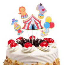 Cake Toppers Clown Elephant Lion Circus DIY Cupcake Topper Cake Flags Kids Boys Happy Birthday Wedding Bride Party Baking Decor 2024 - buy cheap