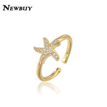 NEWBUY Best Birthday Gift For Women Girl 2021 New Fashion Gold Color Starfish Open Ring Female Party Jewelry Wholesale 2024 - buy cheap