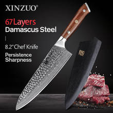 XINZUO-cuchillos de Chef profesionales VG10, utensilio de cocina japonés de Damasco, de acero, para pescado y carne, Santoku, 8,2 pulgadas 2024 - compra barato