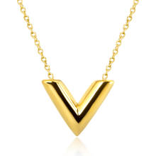 Classic Brand Stainless Steel Jewelry Triangle V Shape Necklaces Letter Pendant Necklace For Women Gold Statement Chokers 2024 - buy cheap