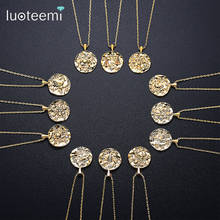 Luoteemi 12 constellation zodiac pingente colar para as mulheres irregular redondo vintage moda jóias de namoro festa presentes natal 2024 - compre barato