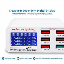 Зарядное устройство Jconline 5 в 2.0A, мобильный телефон с шестью отверстиями, быстрая зарядка, источник питания, дисплей напряжения, ток, USB инструменты, для зарядки, с USB-разъемом 2024 - купить недорого