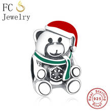 FC Jewelry Fit Original Brand Charms Bracelet 925 Sterling Silver Cartoon Enamel Bear Beads Pendant Making New Year Berloque 2024 - buy cheap