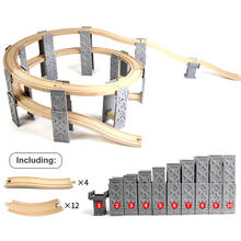 Acessórios para trilhos ferroviários de madeira, 26 peças, espiral de plástico, trilhos de trem com pontes, brinquedos educacionais para crianças 2024 - compre barato