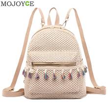 Fashion Straw Women Backpack Weave Tassel Summer Beach Shoulder Schoolbag Ladies Travel Rucksack Mini Backpack Women Mochila 2024 - buy cheap