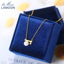 LAMOON-collar con colgante de perla de agua dulce para mujer, joyería de diseño de Rayo de equilibrio, plata 925, chapado en oro de 14K, joyería fina LMNI125 2024 - compra barato