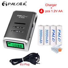 PALO 4pcs AA rechargeable battery aa ni-mh 1.2v battery 2a battery with LCD display battery charger aa battery for Camera 2024 - buy cheap