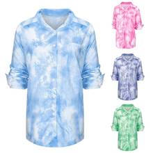 2XL Fashion Women Blouses 2020 Long Sleeve Turn Down Collar Pocket Tie Dye Office Shirt Blouse Plus Size Blusas Women clothing 2024 - buy cheap