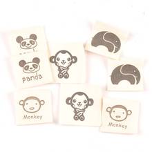 Animal/panda printed Beige cotton Woven Label For Clothing Care Labels Cartoon Shoes Bags Washable Garment Tags 50pcs cp2400 2024 - buy cheap