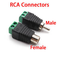 Adaptador de conector macho + fêmea, 2 peças rca plug para parafuso av de vídeo 2024 - compre barato