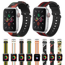 Pulseira de silicone para apple watch, faixa colorida de camuflagem para iwatch 38 40 42 44mm, para modelos série 6 5 4 3 2 1 2024 - compre barato