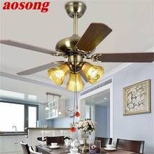 AOSONG Ceiling Fan Light Modern Simple Lamp With Straight Blade Remote Control For Home Living Room 2024 - buy cheap
