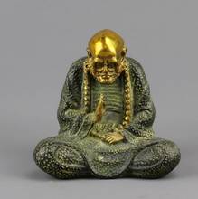 Estatua de cobre de Bodhidharma, adorno de Buda pequeño, decoración artesanal para el hogar 2024 - compra barato