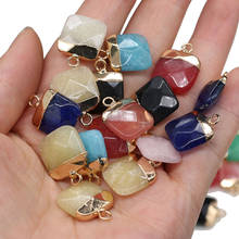 2 piezas de colgantes de piedra Natural, dijes de forma cuadrada para fabricación de joyas DIY, collar, pulseras, tamaño 15x20mm 2024 - compra barato