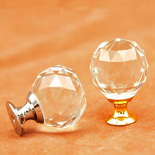 Lch puxador de móveis de cristal claro, puxador 25mm 20mm 40mm com base dourada e zinco cromada 2024 - compre barato
