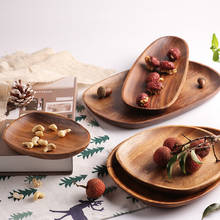 Plato de madera maciza para servir Sushi, plato de fruta, platillo, bandeja de té, platos de cena y postre, vajilla de madera 2024 - compra barato