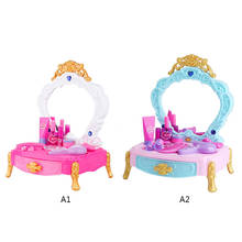 Funny Pretend Play Furniture Toys New Children Pretend Deluxe Play Toys Girls Music Make Up Blue Dressing Table Simulation Toy 2024 - buy cheap