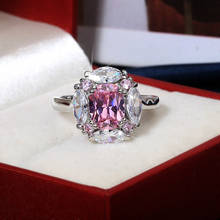 Exquisite 925 Silver Plated Moissanite Pink Gemstone Wedding Ring Silver Ring High Jewelry Wedding Rings for Couples 2024 - buy cheap