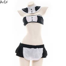 AniLV Lolita Girl Coffee Maid Swimsuit Costume Japanese Anime Cute Kawaii Swimwear Uniform Set Pool Party Cosplay 2024 - buy cheap