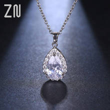 ZN Hot Water Drop Design Pear Cut Top Quality Cubic Zircon Necklace Pendent Wedding jewelry Luxury Gift for Women Jewelry 2024 - buy cheap