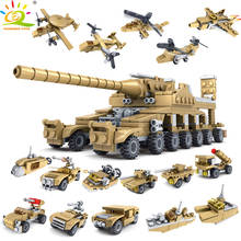 UKBOO 544PCS 16in1 Military Tank Modle Building Blocks Set Army Vehicle Helicopter Truck Ship Weapon Bricks Toys for Children 2024 - buy cheap