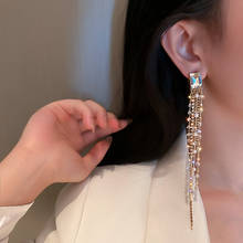 FYUAN Geometric Square Crystal Rhinestone Earrings for Women Bijoux Long Tassel Dangle Earrings Statement Jewelry 2024 - buy cheap