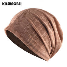 Dual-Use Turban Hats For Women Summer Beanies Men Skullies Adult Soft Scarf Cap Women Thin Knitted Beanie Caps gorros mujer 2024 - buy cheap