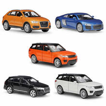 Модель автомобиля WELLY 1:36 Audi Q7 Q3 R8 V10 Land Rover Defender из сплава, литые под давлением двери, детская игрушка, подарок 2024 - купить недорого