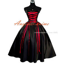 fondcosplay adult sexy cross dressing sissy maid long Medieval Gown Gothic Lolita Punk Ball black satin Dress Custom-made[G486] 2024 - buy cheap
