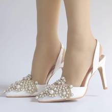 BaoYaFang White Autumn Women Pumps 10CM High Heels Elegant Heeled Sexy Pointed Toe Slingbacks Wedding Party Dress Shoes 2024 - buy cheap
