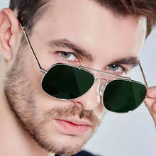 Солнцезащитные очки FEISHINI в стиле ретро для мужчин и женщин, Поляризационные солнечные, в металлической оправе, в стиле панк, с защитой от ультрафиолета, для вождения, зеленые, лето 35611 2024 - купить недорого