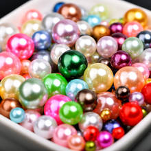 Cuentas de perlas de imitación acrílicas para fabricación de joyas, abalorios sueltos de tamaño mixto, redondos, sin agujero, de 3-8mm 2024 - compra barato