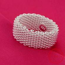 New fashion wide silver ring female Women solid 925 Sterling silver ring braided mesh ring Personalized silver jewelry wholesale 2024 - buy cheap