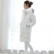 White Duck Down Jacket Women for Winter 2020 Fox Big Fur Collar Black Long Coat Parkas Chaquetas Invierno Mujer KJ492 2024 - buy cheap