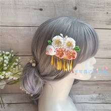 Accesorios para el cabello de estilo chino y viento, horquilla de flor de seda de trabajo fino, kimono japonés para niña, tocados de cerezas de lolita con hermana suave 2024 - compra barato